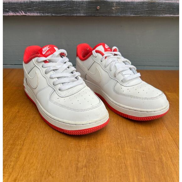 Nike Air Force 1 Low GS White Red Youth Size 3Y Sneakers - Picture 4 of 9